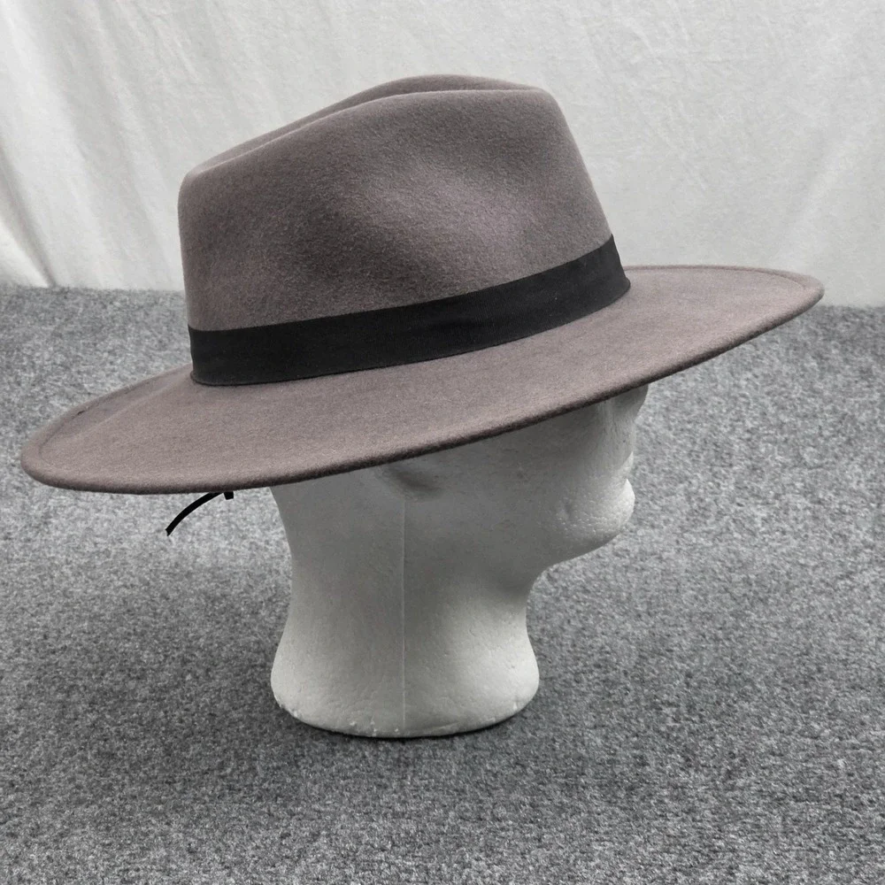 Biltmore‎ Madewell Wool Felt Fedora Hat Womens M L Taupe Wide Brim Boho Festival